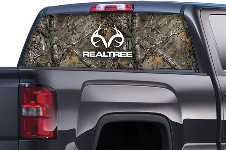 Xtra Camo Pattern with Real Tree Logo Rear Window Graphics